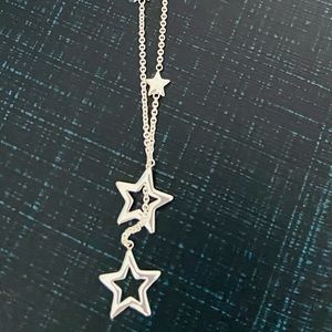 Tiffany & Co Sterling Silver Star Lariat Necklace with Pouch and Box